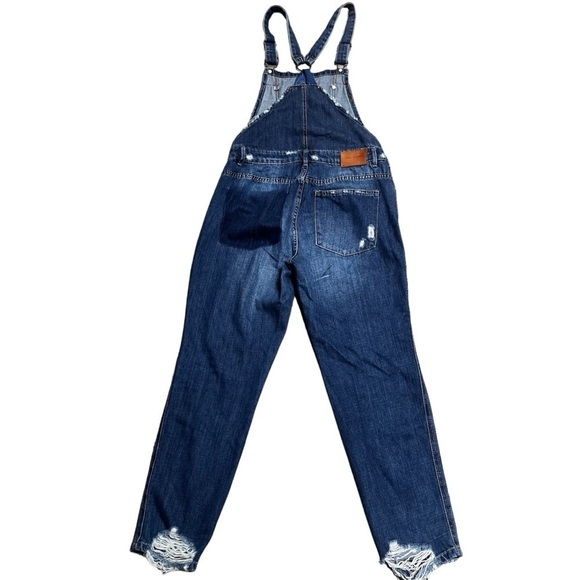 ZARA Trafaluc Denimwear Distressed Straight Leg Overalls Size US Small - Picture 2 of 14
